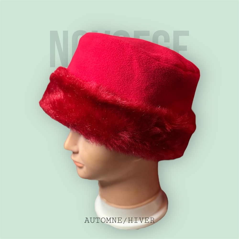Red Faux Fur Bucket Hat